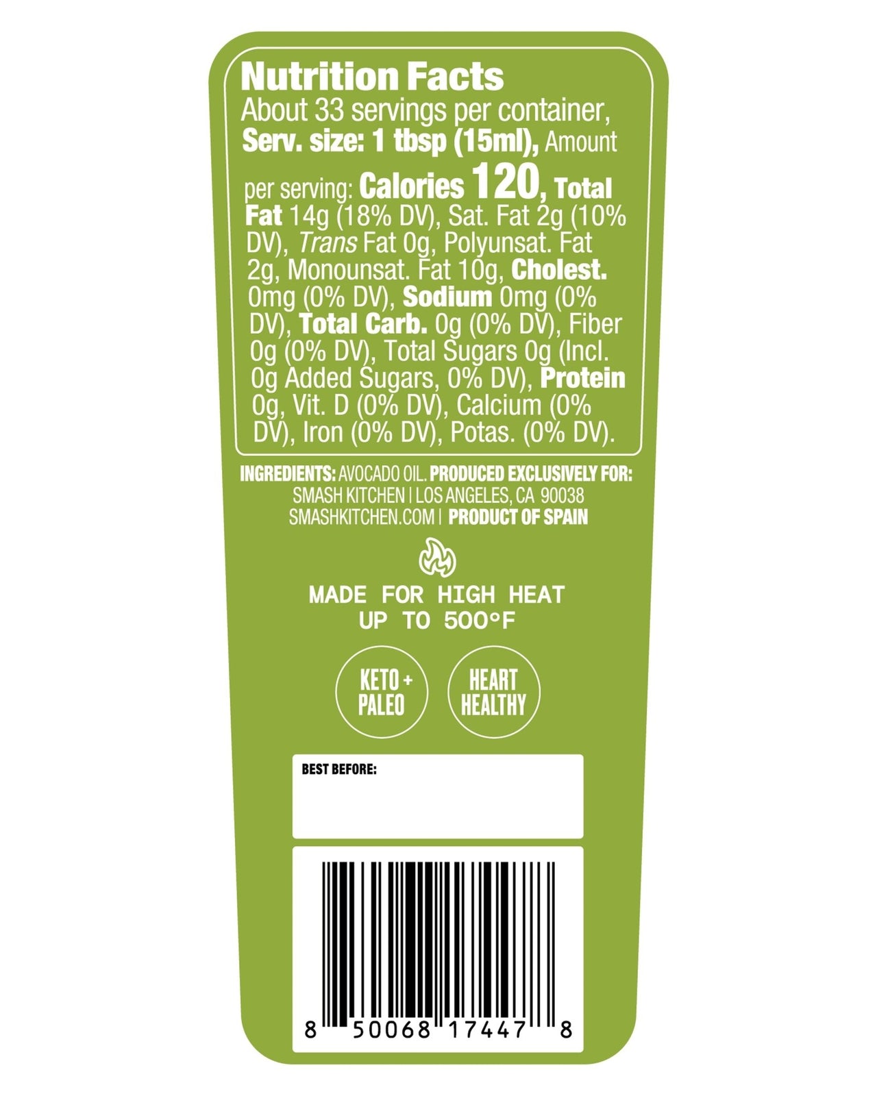 Organic 100% Pure Avocado Oil Bottle