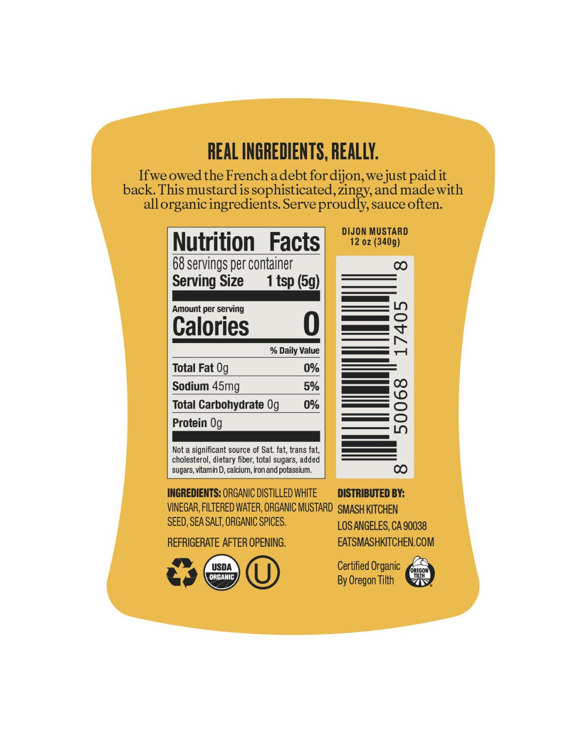 Smash Kitchen Dijon Mustard nutrition facts
