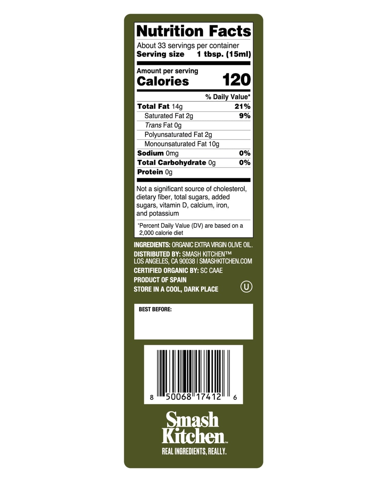 Organic Extra Virgin Olive Oil Bottle