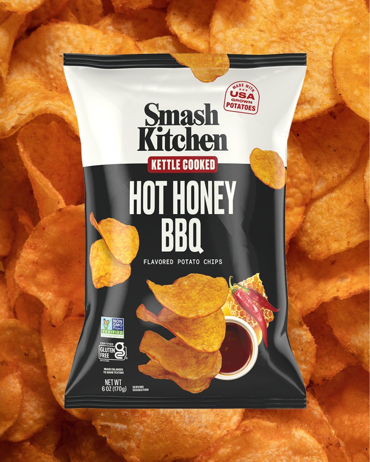 Non-GMO Hot Honey BBQ Kettle Chips 6oz – CASE