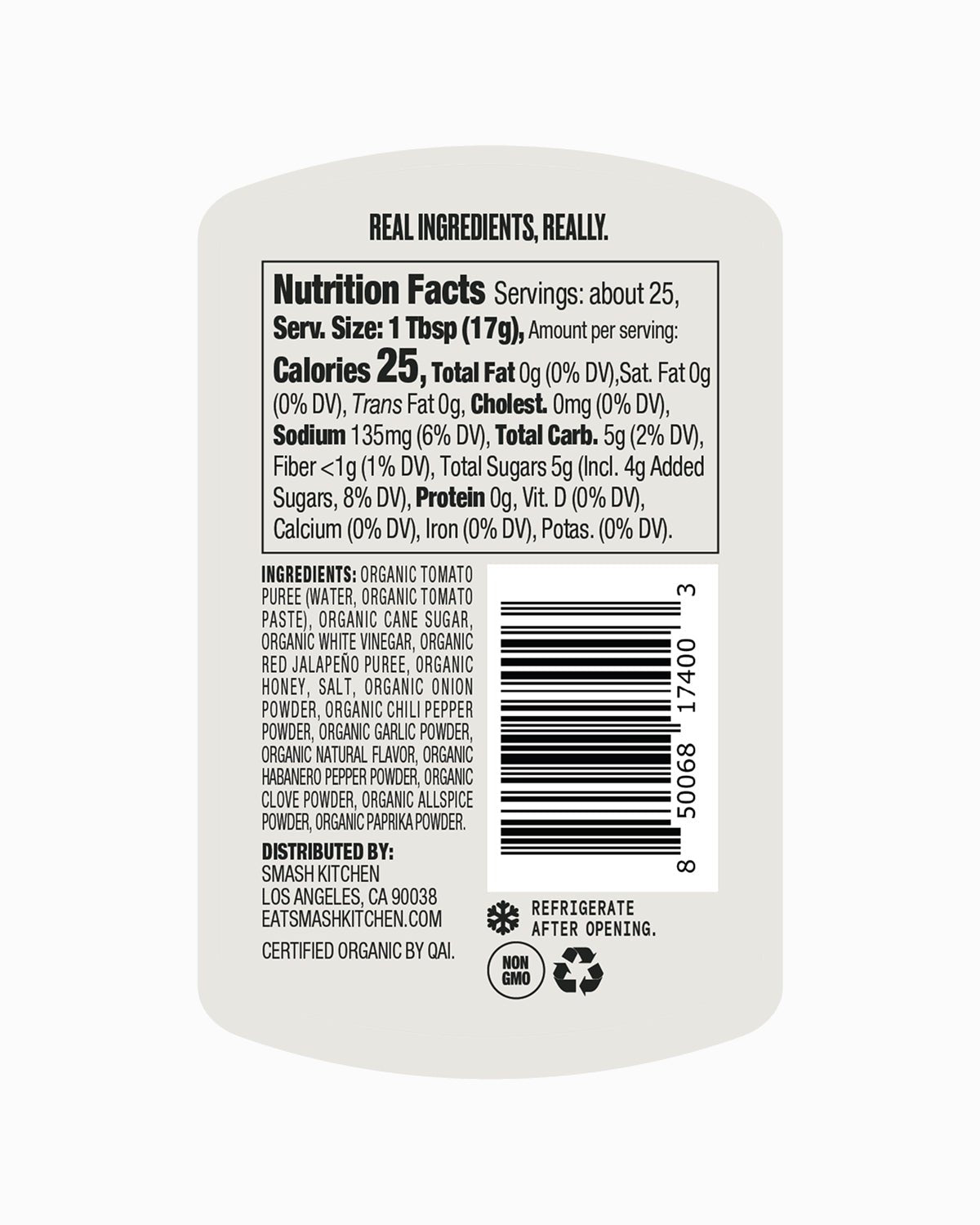 Smash Kitchen Hot Honey Ketchup nutrition facts