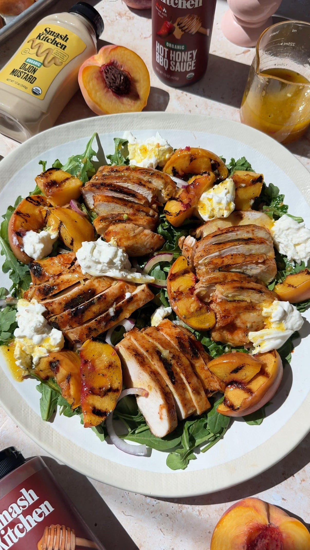 Load video: Grilled Peach BBQ Chicken Salad