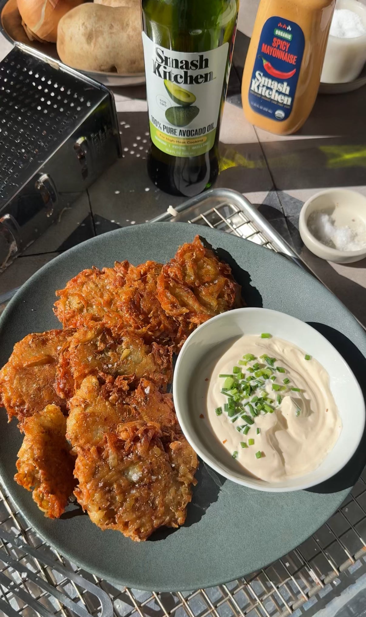 Load video: Latkes w/ Spicy Mayo Sour Cream Dip
