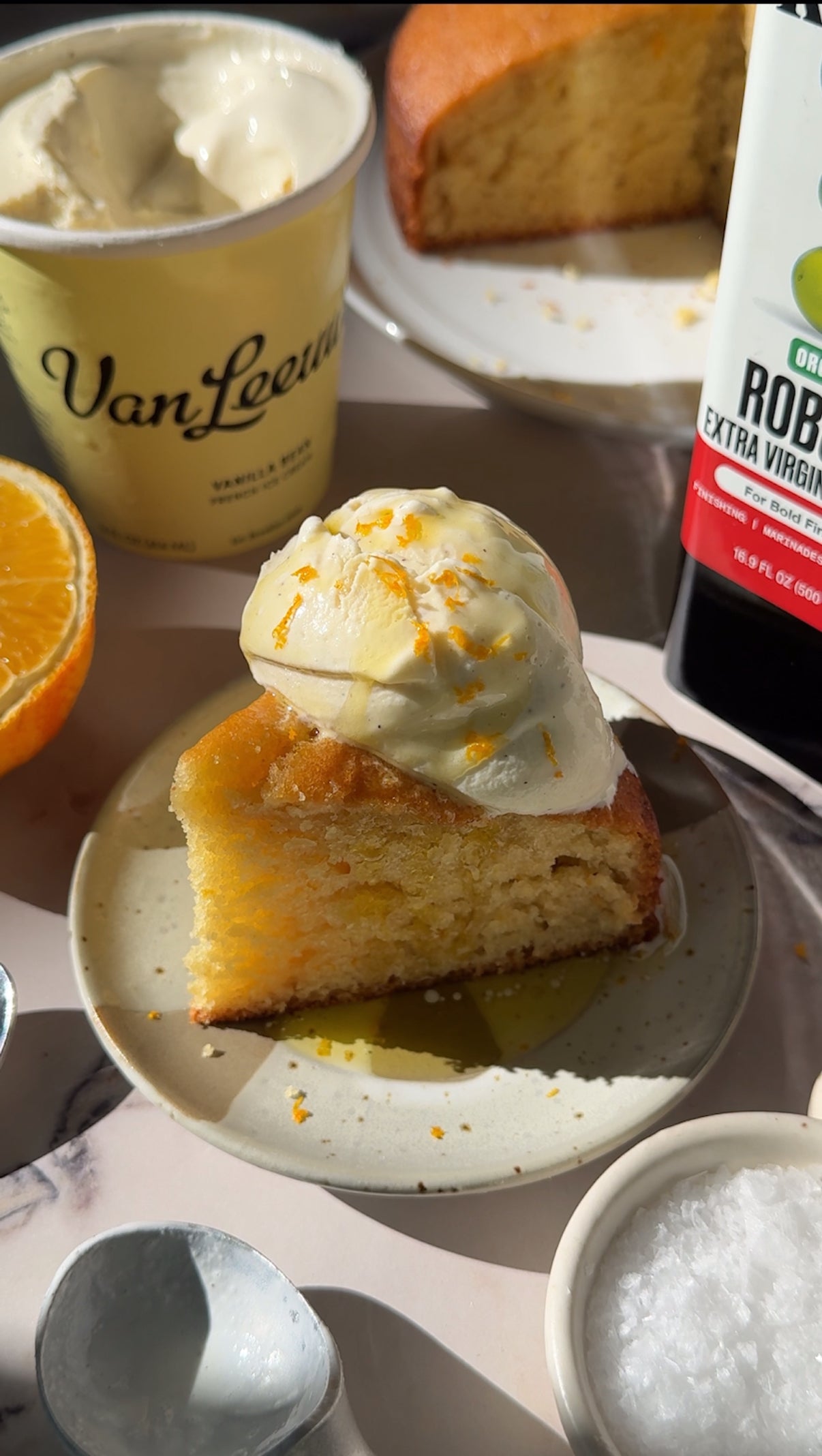 Load video: Orange Olive Oil Cake with Van Leeuwen Vanilla Bean French Ice Cream