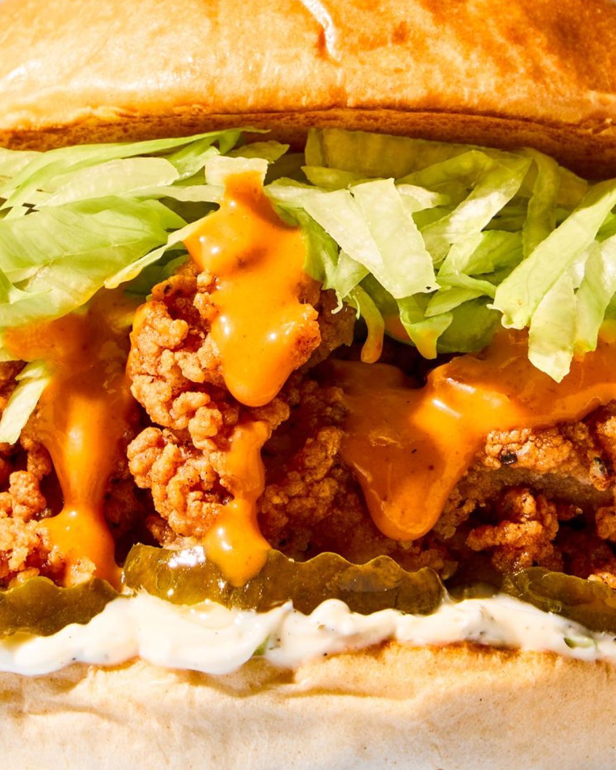 Fried chicken sandwich with Smash Kitchen Spicy Mayonnaise